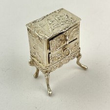 Antique Solid Silver Miniature Commode 4.2cm Karl Kurz C1900