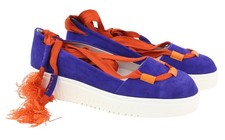 Emporio Armani X3X085 Chaussures Femmes EU37 Bleu Daim Lacets Détail Semelle