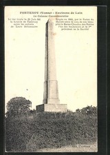 Old postcard Fontenoy, La Colonne Commèmorative 1929 