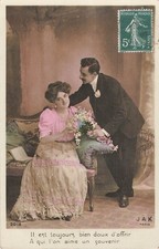 CP MOUSTACHU OFFRE FLEURS