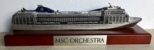 MSC Orchestra Cruise Model Boat Silver Metal Lacquered Base Mahogany Style