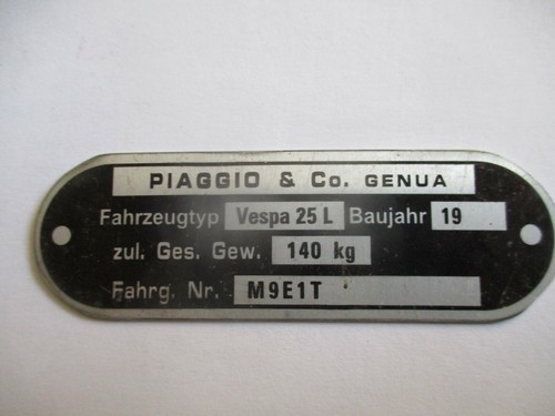Plaque bouclier ciao vespa 25l - bouclier,