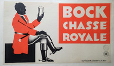 Affiche originale ancienne Bière Bock Chasse Royale /RS320