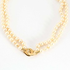 DINH VAN - "Menottes R15" - Collier en or jaune et perles de culture Akoya