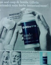 publicite  BARBIER MOUSSE A RASER  GILLETTE     ANNEE 1966  A4810