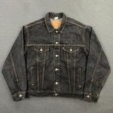 VTG Levi's Denim Trucker Jacket Men Large Black Type III 70507-4878 Jean Red Tab