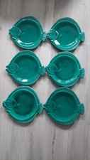 6 YVON ROY MAJOLICA SLIPPERS FISH PLATES