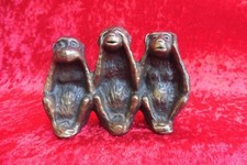 Figurine En Bronze, 3 Singes