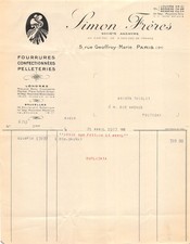 1927 FOURRURES CONFECTIONNEES PELLETERIES SIMON FRERES A PARIS - MAISON THIOL