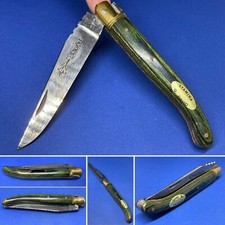 Antique Beautiful Laguiole Crossbow Folding Knife G DAVID Intense Green
