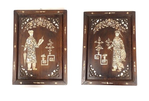 Pair decorative panels wood - decorative,