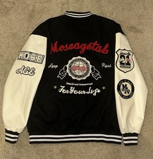 Moseagetab ‘Mose’ Men’s Black Letterman Bomber Jacket Size XL