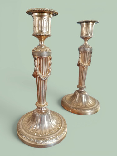 Paire bougeoirs français - bougeoirs,