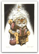 Affiche Sérigraphie René HAUSMAN Chouette 199ex signe 25x40