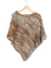 Poncho,cape en fourrure lapin, couleur Beige