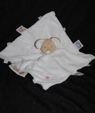 🍀Doudou Souris Plat Blanc Fraise NOUKIES NOUKIE'S NOUKY Carré Ancien Modèle