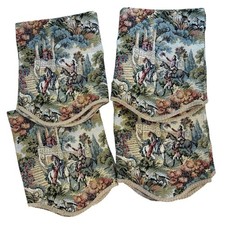 Tapestry Valance Curtains VTG Gobelin Panel French Village Scene 48x15 EXC Lot 4