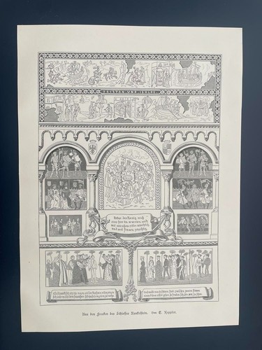Estampe sur bois château - du,