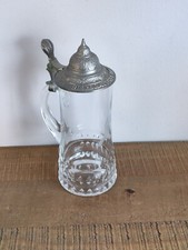Becker Anno 1877 Carved Crystal and Tin Beer Mug - 0.4L 