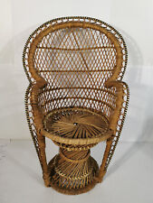 ANCIEN FAUTEUIL EMMANUELLE EN ROTIN POUR POUPÉE ANCIENNE - ANTIQUE DOLL