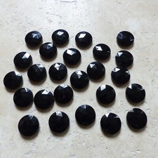 25 LARGE ANTIQUE PARIS JET BLACK GLASS CABOCHONS Round 27mm (2 lots available)