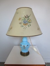 Lampe de salon ancienne NAP III en opaline peinte