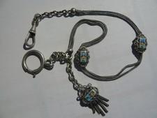 Belle chatelaine argent decor fleuri emaillé