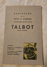 Rare 1920's Talbot Graissage Boite De Vitesses Gearbox Manual Book French 19p