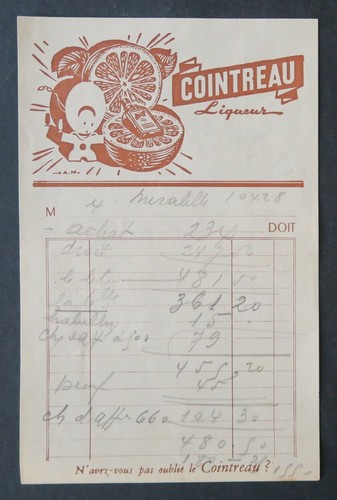 Facture cointreau liqueur - ,