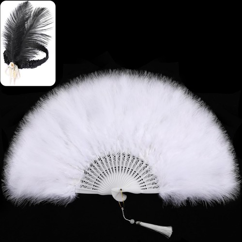 éventail plumes blanches - Éventail,