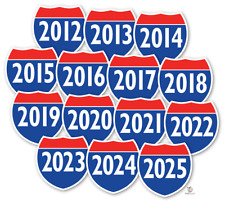 Model Year Interstate Signs Window Stickers (Red, White, Blue) 