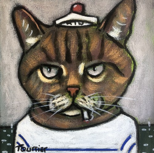 Tableau peinture chat marin - peinture,