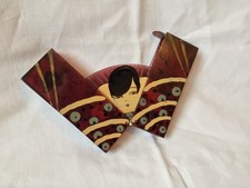 RARE PORTE CARTE PLIANT 1920 1930 BAKELITE GALALITHE ART DÉCO FEMME PEINT ANCIEN