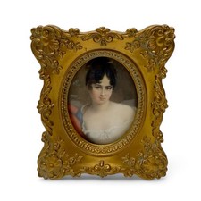 Vtg Cameo Creation Madame Recamier Victorian Convex Glass Ornate Gilt Wall Art