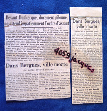 BERGUES dead city / DUNKIRK / 2 press cuts 1944 / WW2