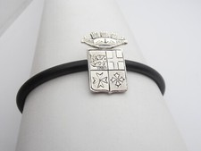 Marine Militaire Italien : Bracelet en Argent 925 Et Caoutchouc - Breloque