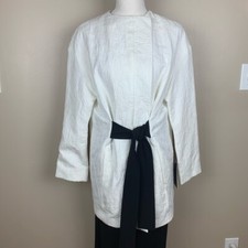 NWT. Zara White Long Jacquard Blazer. Size S.