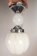 Art Deco Chrome Suspension Light Opaline White Glass Globe 1930s-40s Italy?