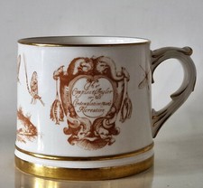 Michael MINOPRIO ANTIQUE PORCELAIN MUG IZAAK WALTON FLY FISHING 1985