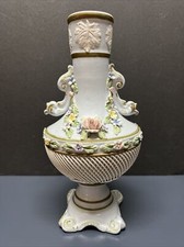  Vintage 1960's Capo Di Monte Floral Relief Vase Made In Italy