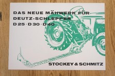 Stockey & Schmitz mower deck for Deutz tractor D25 to D40 brochure 4 pages 1965