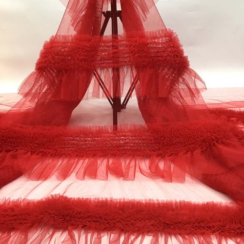 Maille tulle tissu ruche uni - tulle,