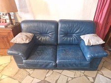 Canapé costaud d'occasion tout en Cuir veritable de 1.85 m