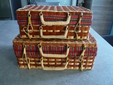  LOT 2 ANCIENNES VALISES EN ROTIN - MALETTES - Dimensions : 35X24 cm - 30x19 cm 