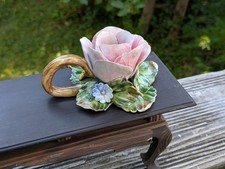 Bougeoir en barbotine ancienne / rose / XIXÈME-XXÈME Capodimonte Bassano