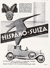 ADVERTISEMENT 1930 HISPANIC SWIZA CARS 46V SILVER STORK MASCOT 