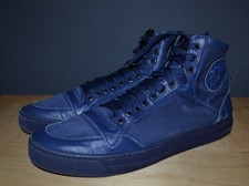 Versace Tessuto-Vitelo Blue High Top Sneaker EU 44 11 US