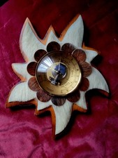 ANCIEN BAROMÈTRE PRECISION BOIS MOUMOUTE FLEUR MONTAGNE CHALET PRÉVISION TEMPS