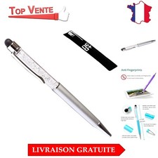 Stylé Stylet Capacitif 2-en-1 avec Cristaux Argent - Écriture et Navigation