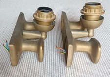 Pair of Vintage Solid Brass Wall Sconces, Mid Century Style, 1960s.